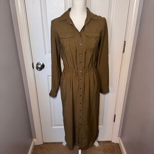 Anthropologie Maeve Green Jemima Shirt Dress